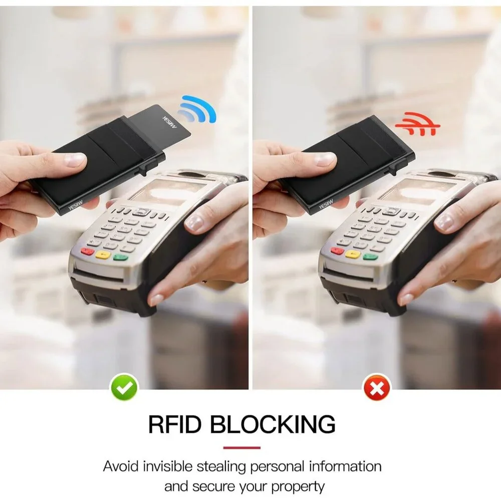 Pop up Card Holder RFID Blocking Minimalist Business Credit Card Wallet